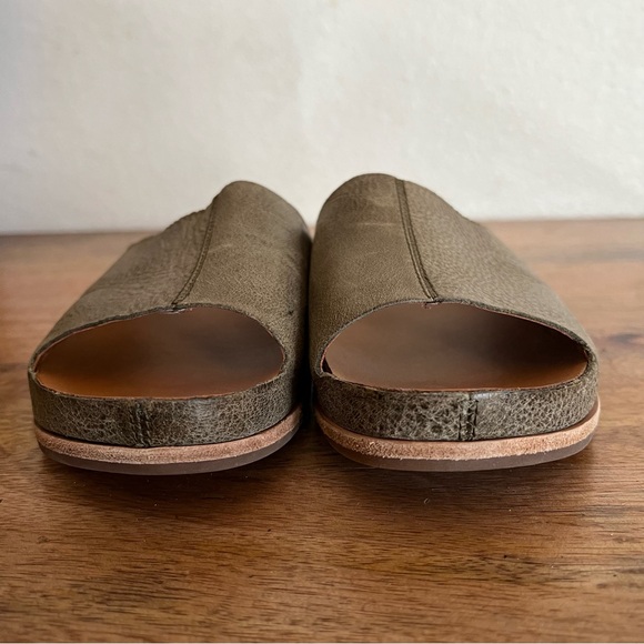 Kork Ease Tutsi Sandals Womens Olive Green Leather Slip On Slides Cork Shoe 8M - Picture 2 of 14